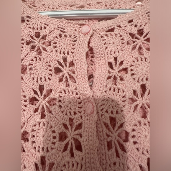 Beautiful Handmade Knit Crochet Cardigan Top - Picture 3 of 6